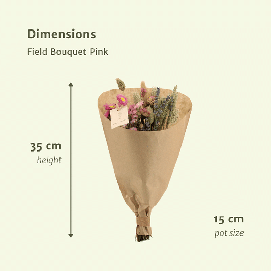 Fleurs séchées Bouquet des Champs Rose - Ø15cm - ↕35cm