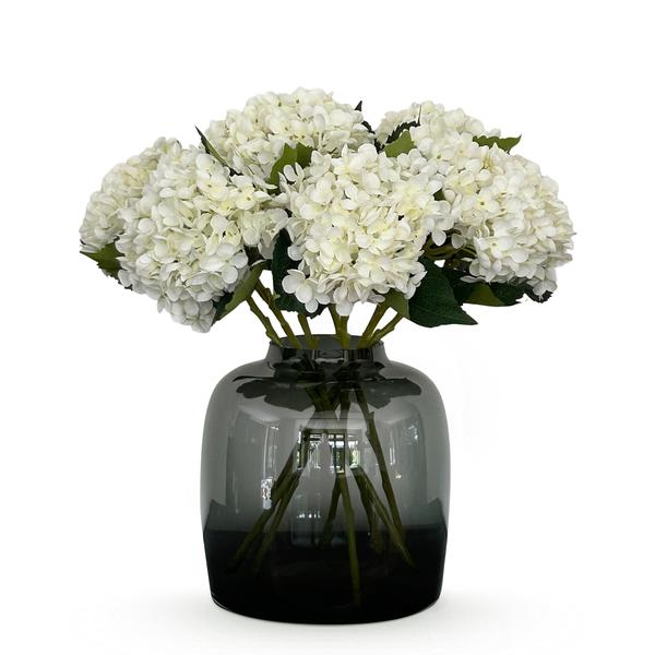 Fleurs artificielles Solo - Blanc - Fleur d'hortensia - x 8 - 52 cm
