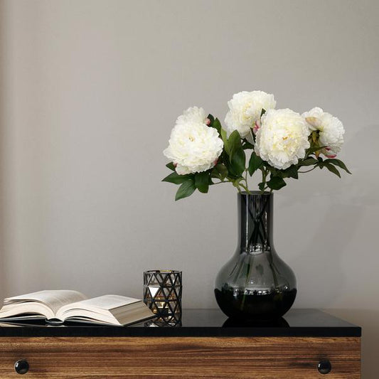 Fleurs artificielles Solo - Crème - Pivoines - x 5 - 65cm