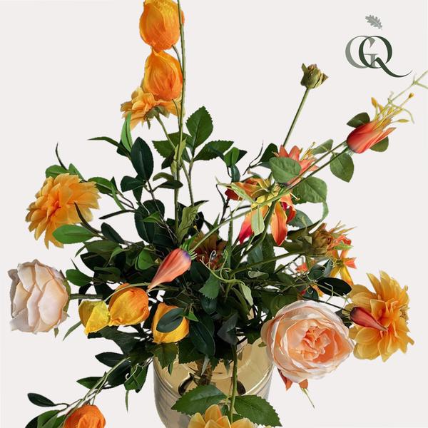 Fleurs artificielles - Bouquet L - Jolie Orange - 80cm