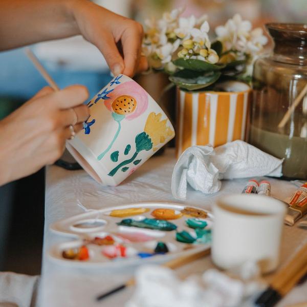 Kolibri Creatives | Verfpakket voor het schilderen van 4 bloempotten | voor minimaal 4 personen | Beginnende artiest (pakket S)