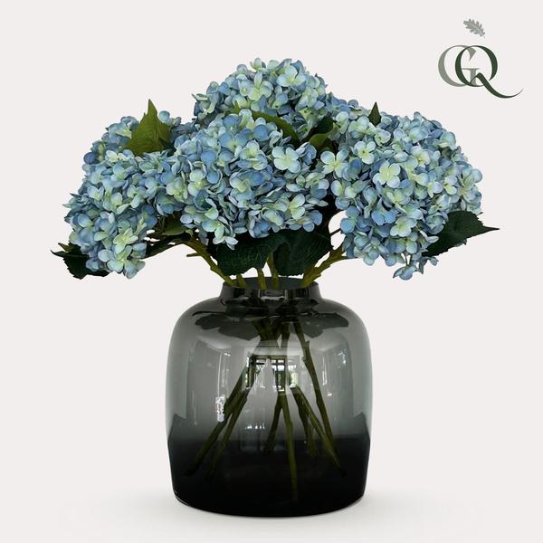 Fleurs artificielles Solo - Bleu - Fleur d'hortensia - x 8 - 52 cm