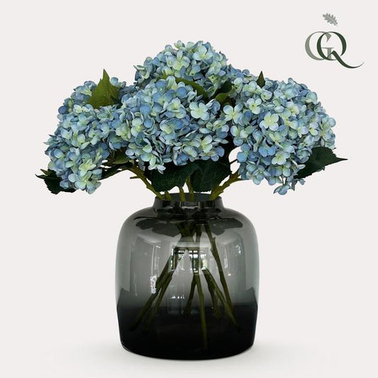 Fleurs artificielles Solo - Bleu - Fleur d'hortensia - x 8 - 52 cm