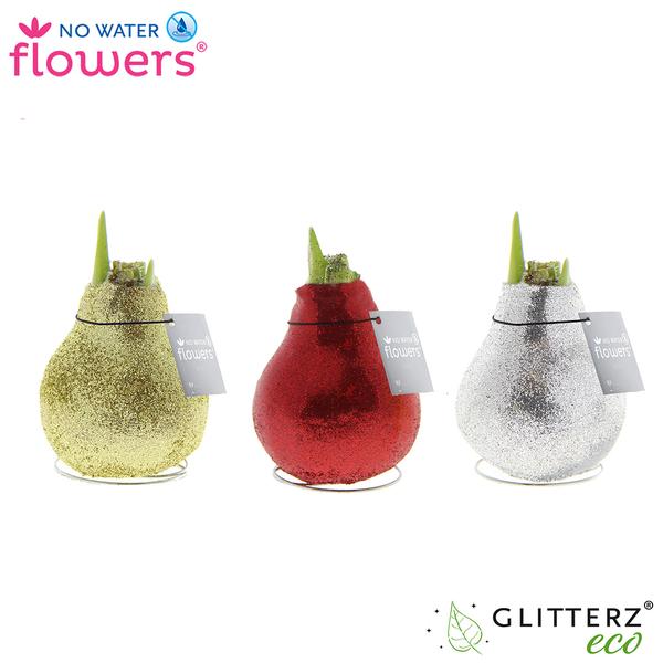 No Water Flowers Glitterz Or / Rouge / Argent - 3 pièces - Ø7 cm - ↕15 cm