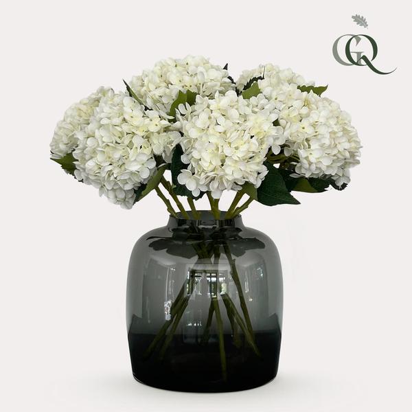 Fleurs artificielles Solo - Blanc - Fleur d'hortensia - x 8 - 52 cm