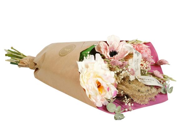 Fleurs séchées et soie - Pivoine séchée et soie Love - ↕55cm