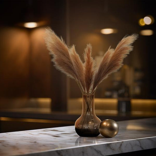 Fleurs artificielles Solo - x 6 - 115cm - Plumes de Pampas - Marron