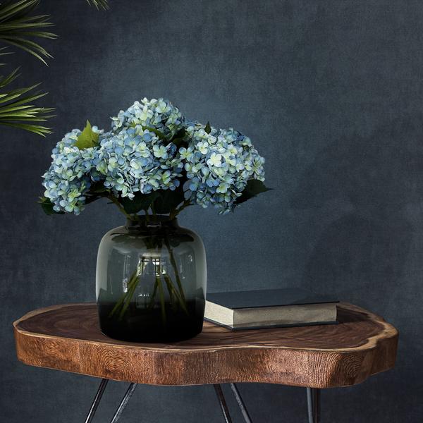 Fleurs artificielles Solo - Bleu - Fleur d'hortensia - x 8 - 52 cm