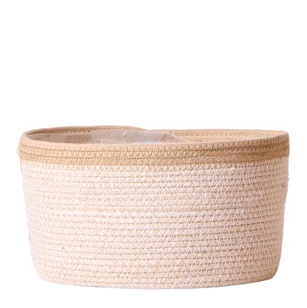 Maison Colibri | Plat panier en coton blanc - Plat en coton tressé avec détail blanc - taille du pot Ø30cm